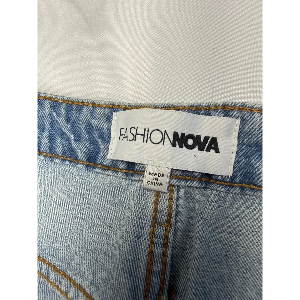 Fashion Nova Amplified Lace Up Straight Leg Jeans Light Wash Size 7 NEW Retro